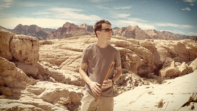 Michael with flute at Red Rock Canyon